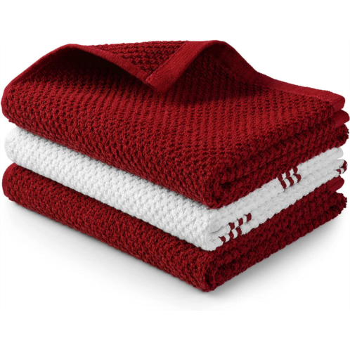 Zulay Kitchen absorbent kitchen towels cotton 3 pack 15x25