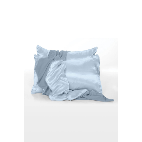 PJ Harlow satin pillow cases in morning blue