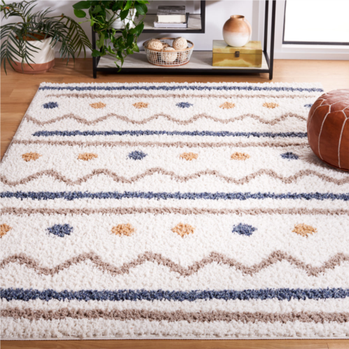 Safavieh calico shag area rug ivory / taupe southwestern style non-shedding