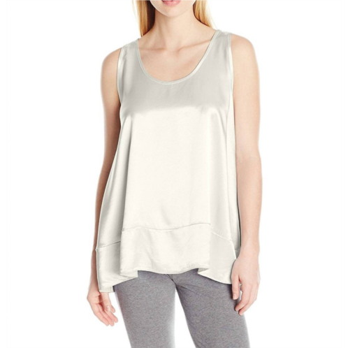 PJ Harlow natalie satin tank with ruffle in pearl