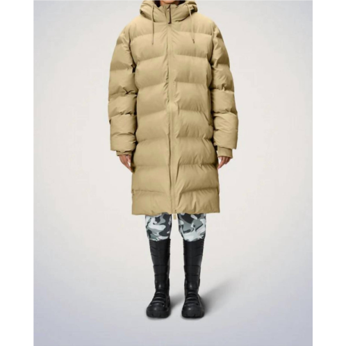Rains alta long puffer jacket in sand