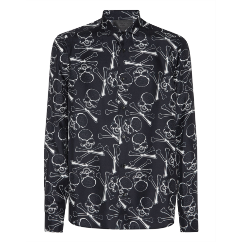 PHILIPP PLEIN silk dandy shirt skull&bones