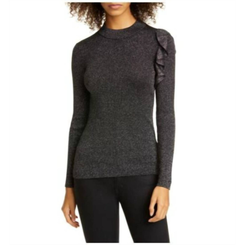 TED BAKER addale rib knit ruffle sweater in black