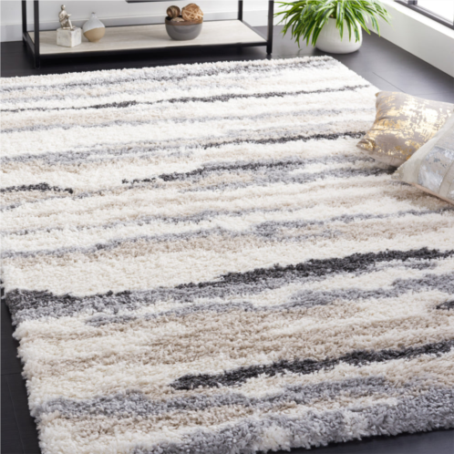 Safavieh fontana shag area rug ivory / grey modern style non-shedding