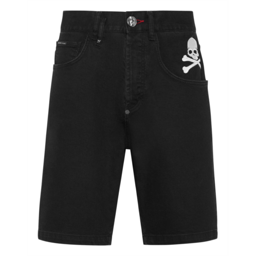 PHILIPP PLEIN denim shorts formentera fit skull&bones