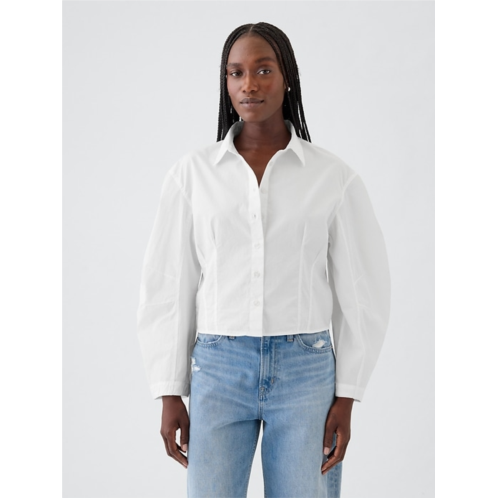 Gap Organic Cotton Poplin Barrel-Sleeve Crop Shirt