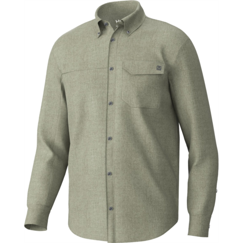 Huk Mens Tide Point Break Chambray Long Sleeve Graphic T-shirt