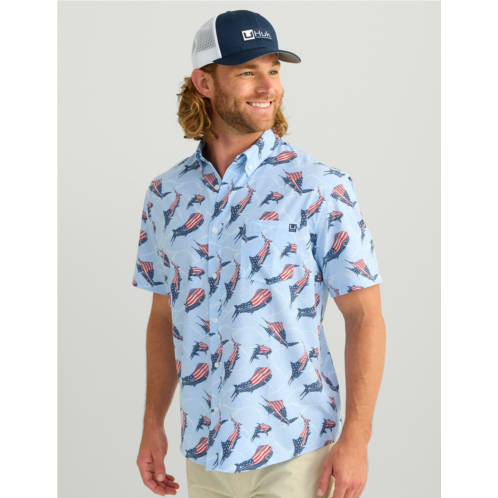 Huk Mens Kona Desert Rose Short Sleeve Shirt Light Blue