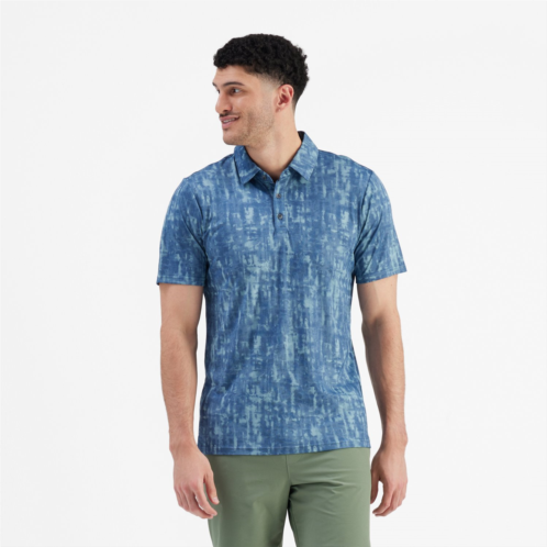 R.O.W. Mens Isaac Polo Shirt Vintage Indigo Blurred Lines
