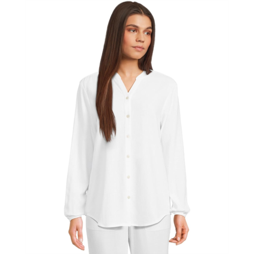 Womens Barefoot Dreams Linen Blend Blouse