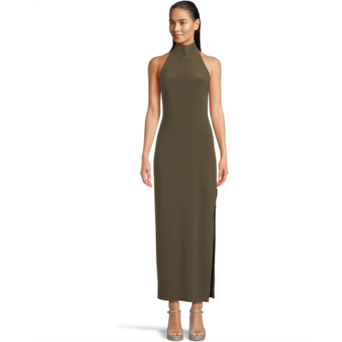 Norma Kamali Halter Turtle Side Slit Gown