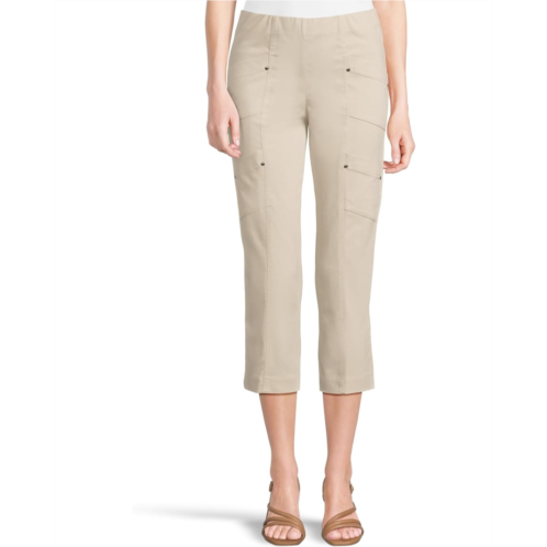 Elliott Lauren Pull On Crop Cargo Pocket Pants With Slanted Pockets Rivets Detail