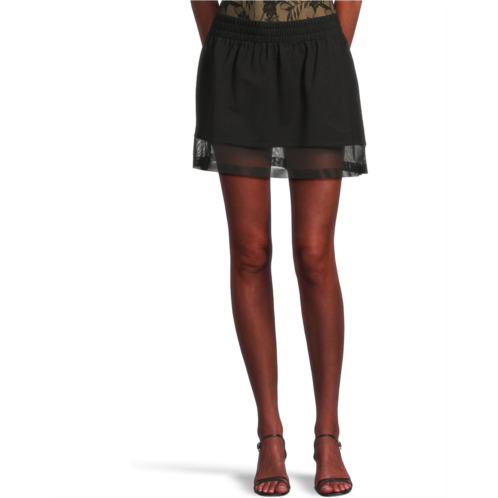 Norma Kamali Boyfriend Mini Skirt With Mesh
