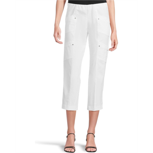 Elliott Lauren Pull On Crop Cargo Pocket Pants With Slanted Pockets Rivets Detail