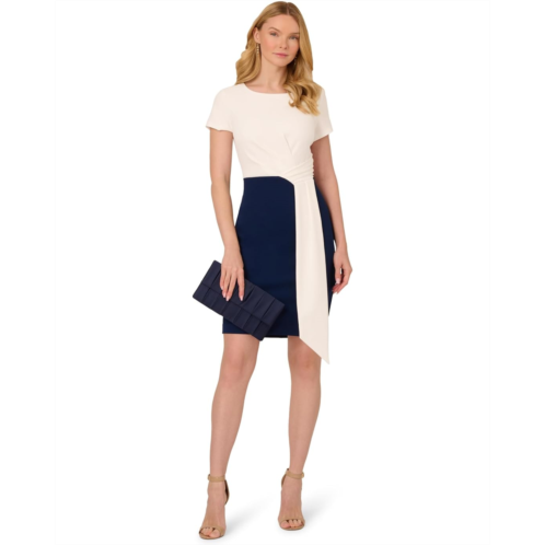 Womens Adrianna Papell Color-Block Draped Short Dress
