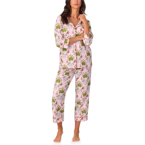Womens Bedhead PJs 3/4 Sleeve Cotton Knit Cropped Pajama Set