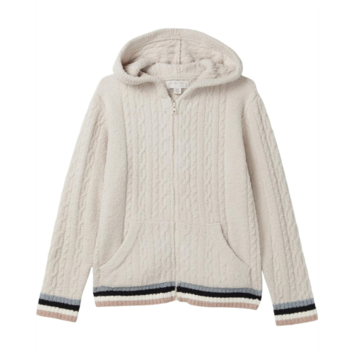 Barefoot Dreams Kids CozyChic Sporty Rib Cable Zip Hoodie(Little Kid/Big Kid)