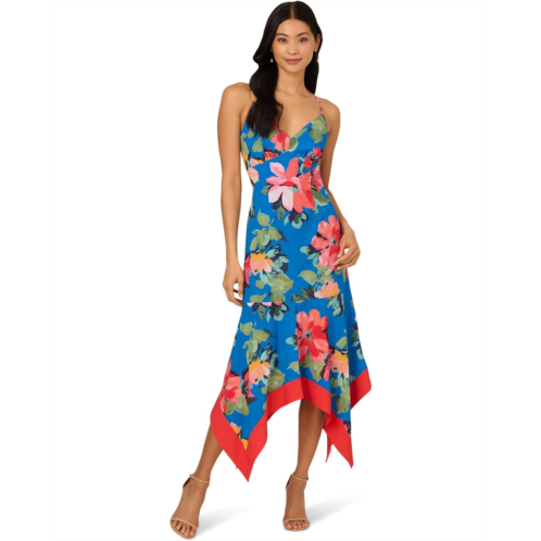 Adrianna Papell Handkerchief Floral Midi Dress