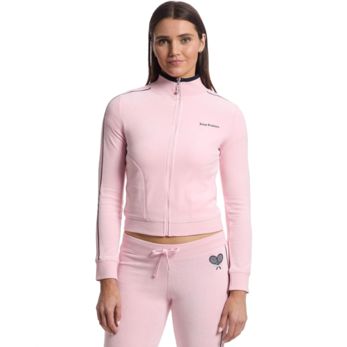 Womens Juicy Couture Heritage Mock Neck Track Jacket with Back Graphic