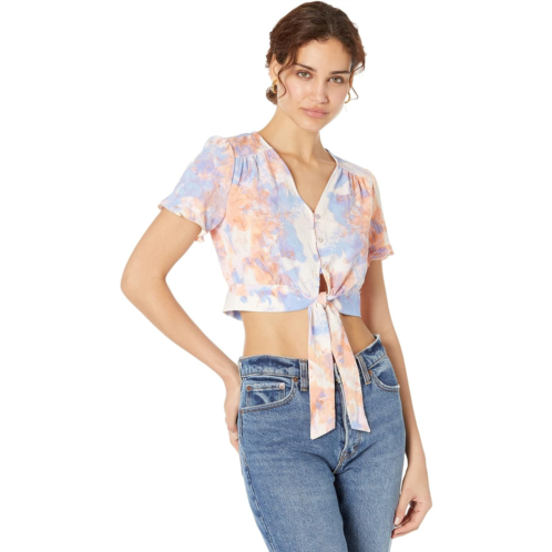 BCBGeneration Short Sleeve Tie Front Button Top V1VX1T18