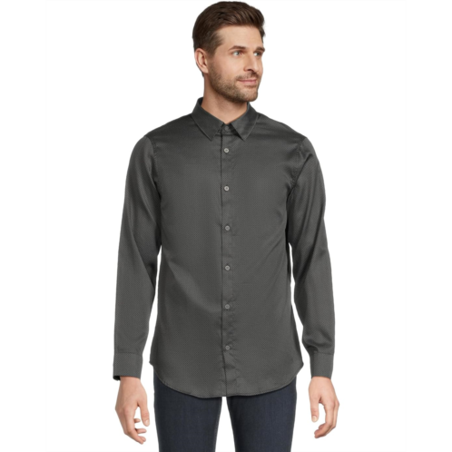 Mens Armani Exchange All Over Print Stretch Cotton Satin Button Down