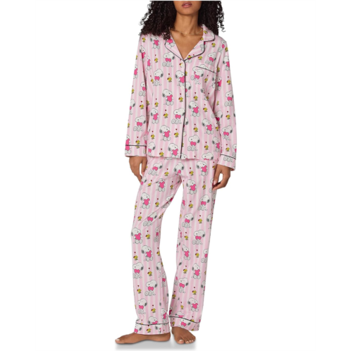 Womens Bedhead PJs Peanuts Co-Branding Long Sleeve Classic Cotton Knit Pajama Set