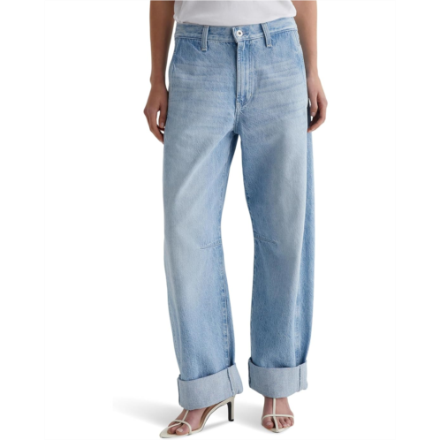 Womens AG Jeans Mercer High Rise Cuffed Barrel Jeans in Sunset Blues