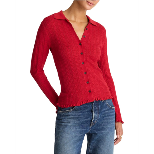 Womens Madewell Snowy Lace Stitch Melody Collar Long Sleeve Top