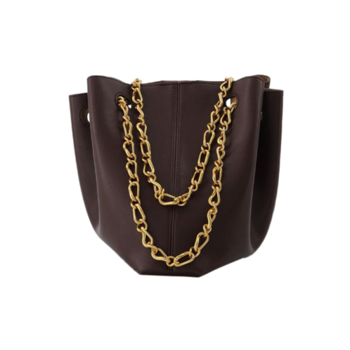 Nanushka the gather bucket bag in brown vegan leather