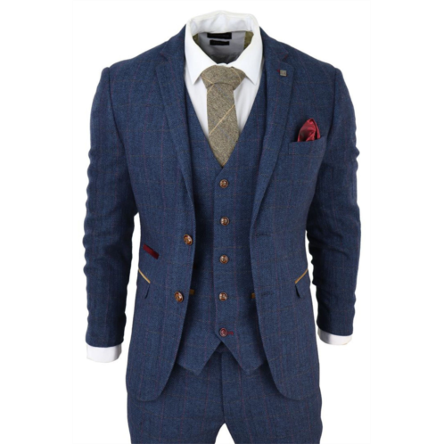 Paul Andrew scott blue 3 piece tweed check suit