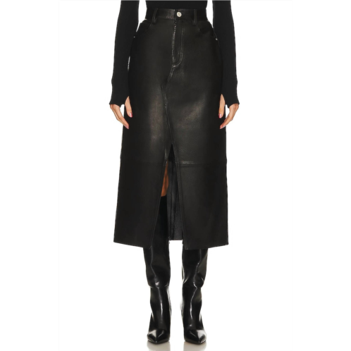 FRAME leather midaxi skirt in black