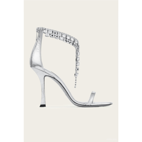 JIMMY CHOO womens verity 100 sandal in silver
