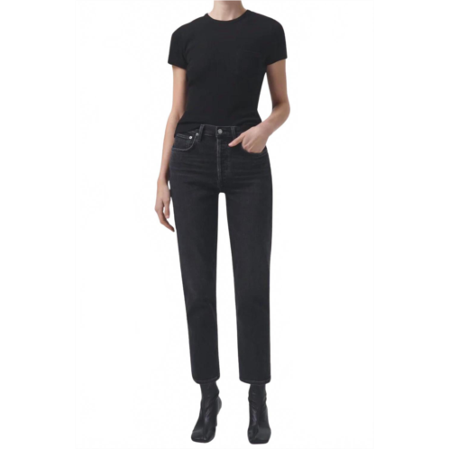 AGOLDE riley high rise crop straight jeans in panoramic