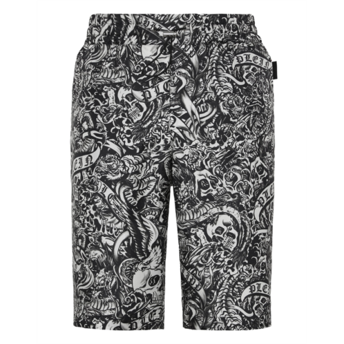 PHILIPP PLEIN silk cool kid shorts tattoo