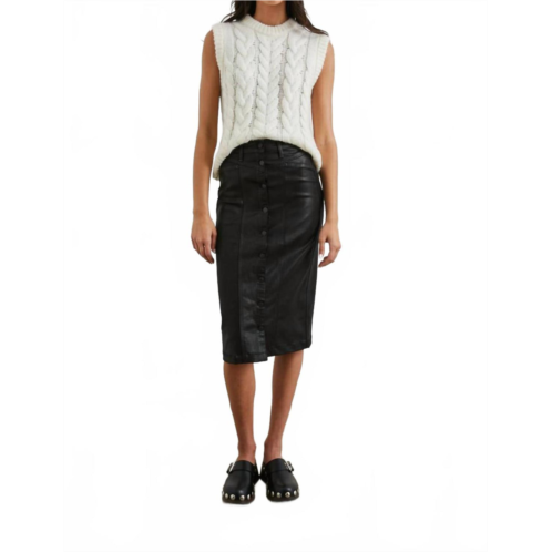 Rails broadway midi skirt in coated noir