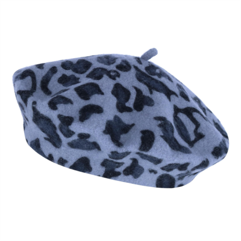 Angela & William womens french leopard print wool beret hat