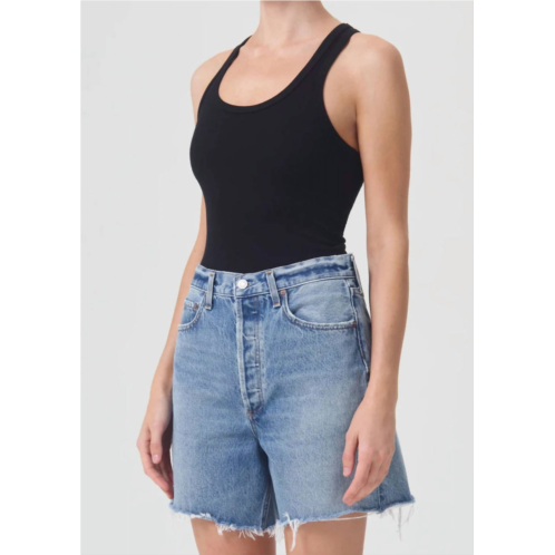 AGOLDE womens maria rib tank thong bodysuit in black