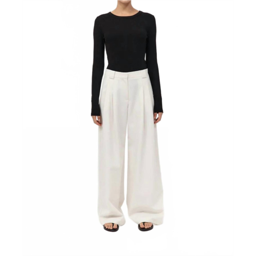 St. Agni twill wide leg pleat pants in off white