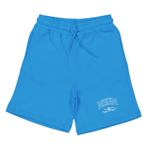 MSGM kids turchese logo embroidered shorts
