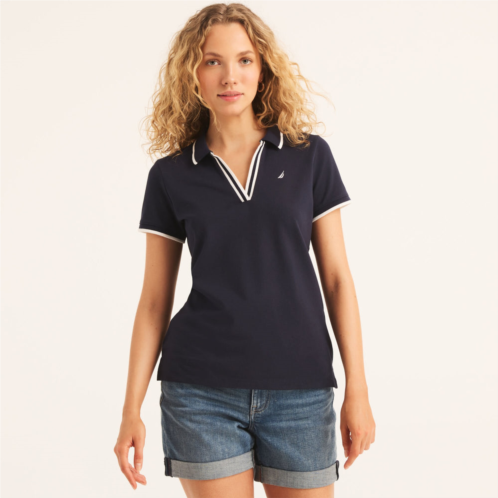 Nautica womens sustainably crafted ocean split-neck polo