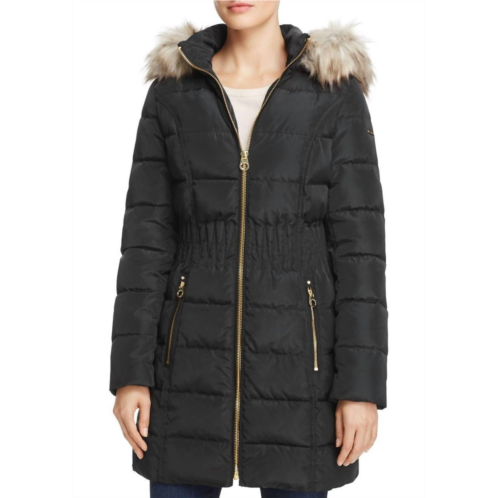 Laundry by Shelli Segal womens cinch waist down puffer hooded coat in black