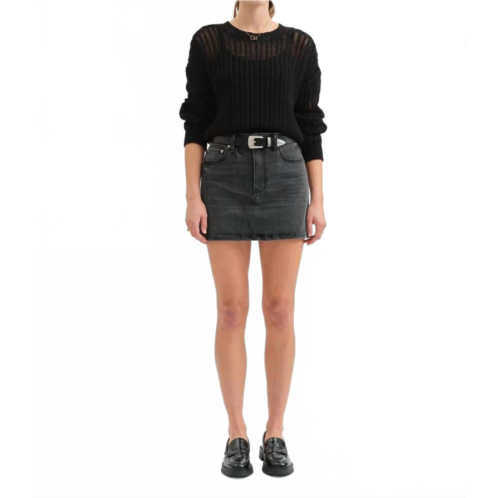 DAZE malibu mid rise denim skirt in black