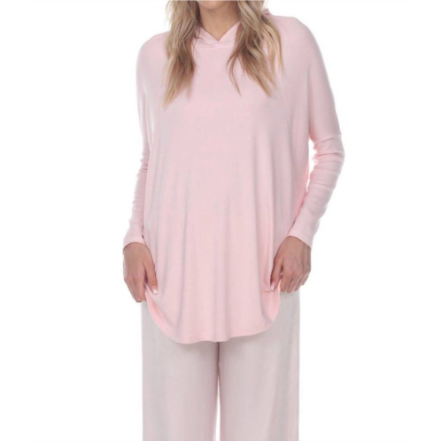 PJ Harlow tara long sleeve hoodie with pocket in blush