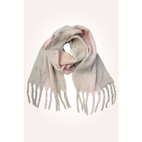 Kensie womens fringe scarf in neutral plaid