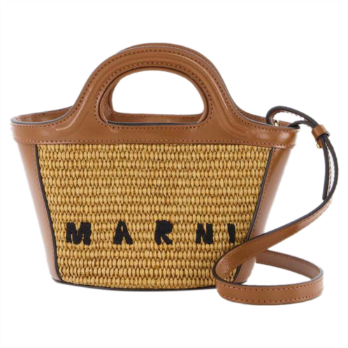 Marni tropicalia micro shopper bag - - raw sienna - leather