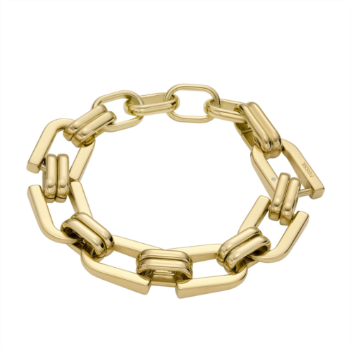 Fossil womens heritage d-link gold-tone stainless steel chain bracelet