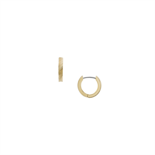 Fossil womens harlow linear texture gold-tone stainless steel hoop earrings