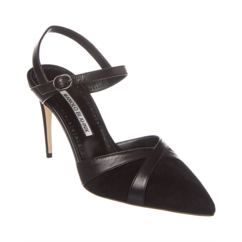 Manolo Blahnik aristida 90 suede & leather pump