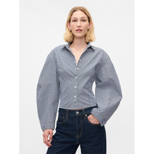 Gap Organic Cotton Poplin Barrel-Sleeve Crop Shirt