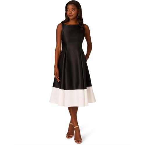 Adrianna Papell Two Toned Mikado Midi Dress